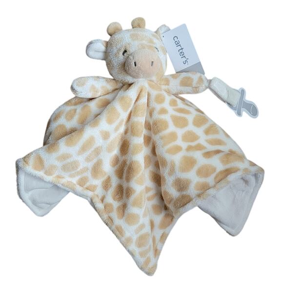 Carters Giraffe Lovey Pacifier Holder Beige Security Blanket Soother Baby Infant - Picture 1 of 9